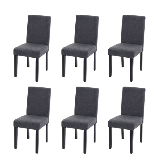 Cosmo Casa - Set van 6 Eetkamerstoelen - Keukenstoelen Littau - Textiel - Antracietgrijs - Donkere Poten