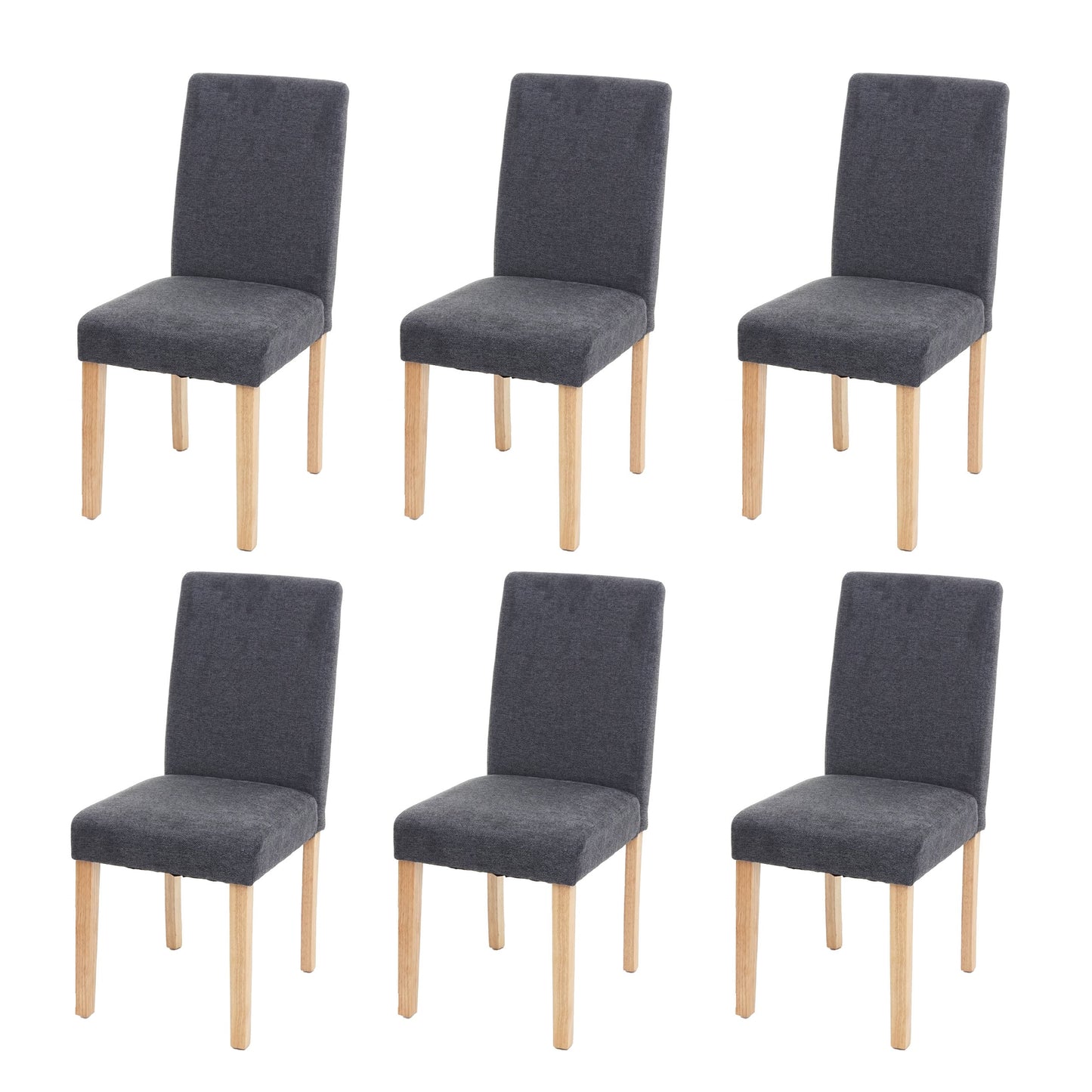 Cosmo Casa - Set van 6 Eetkamerstoelen - Keukenstoelen Littau - Textiel - Antracietgrijs - Lichte Poten