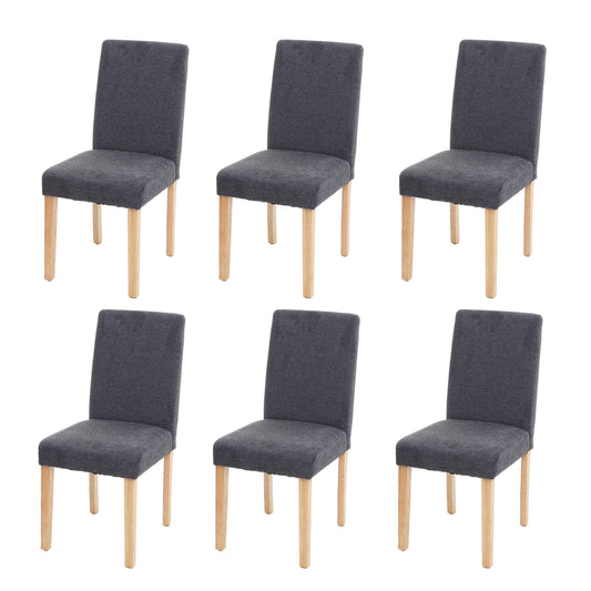 Cosmo Casa - Set van 6 Eetkamerstoelen - Keukenstoelen Littau - Textiel - Antracietgrijs - Lichte Poten