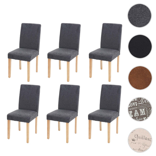 Cosmo Casa - Set van 6 Eetkamerstoelen - Keukenstoelen Littau - Textiel - Antracietgrijs - Lichte Poten