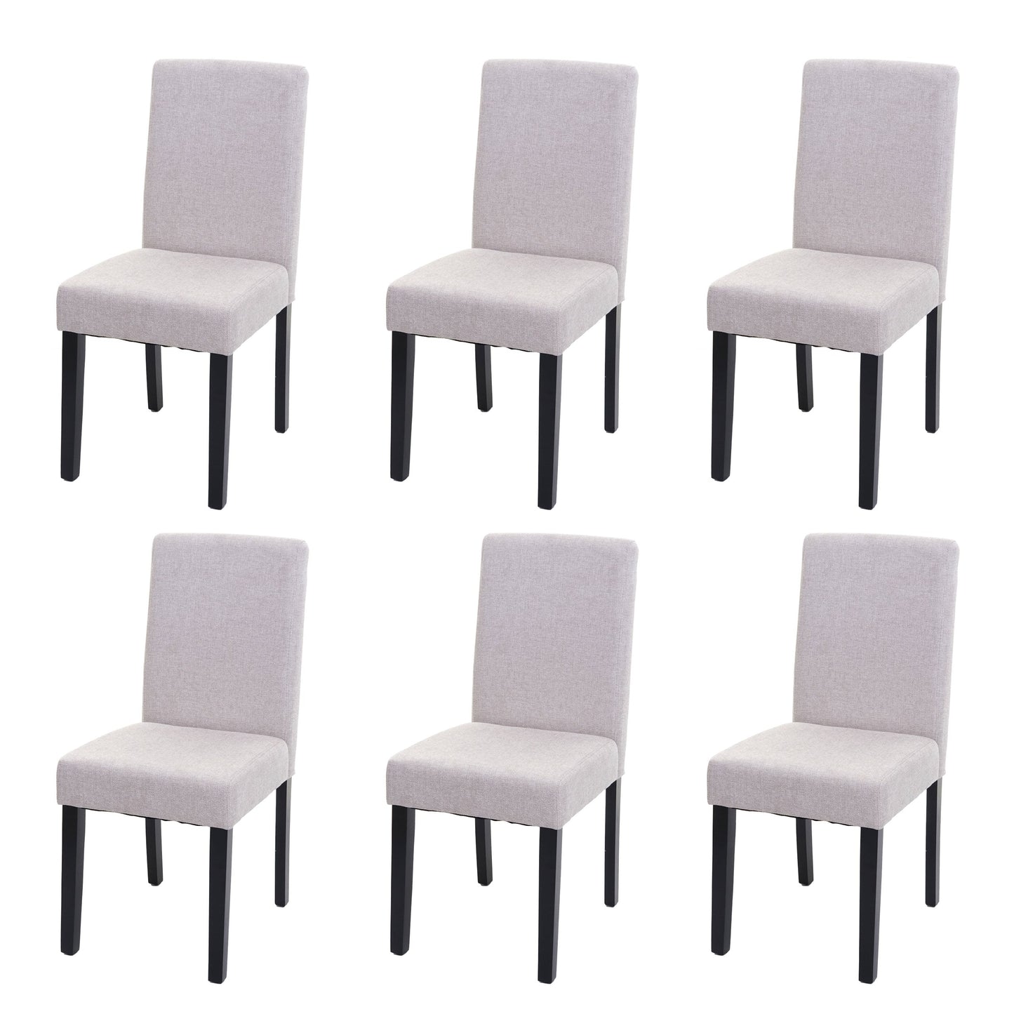 Cosmo Casa - Set van 6 Eetkamerstoelen - Littau - Stof - Crèmebeige - Donkere Poten