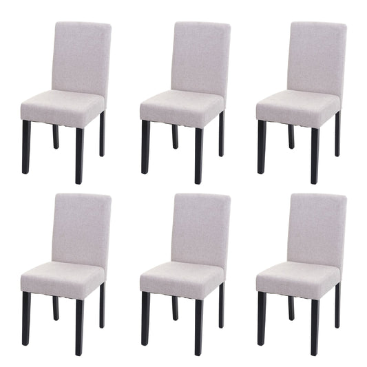 Cosmo Casa - Set van 6 Eetkamerstoelen - Littau - Stof - Crèmebeige - Donkere Poten