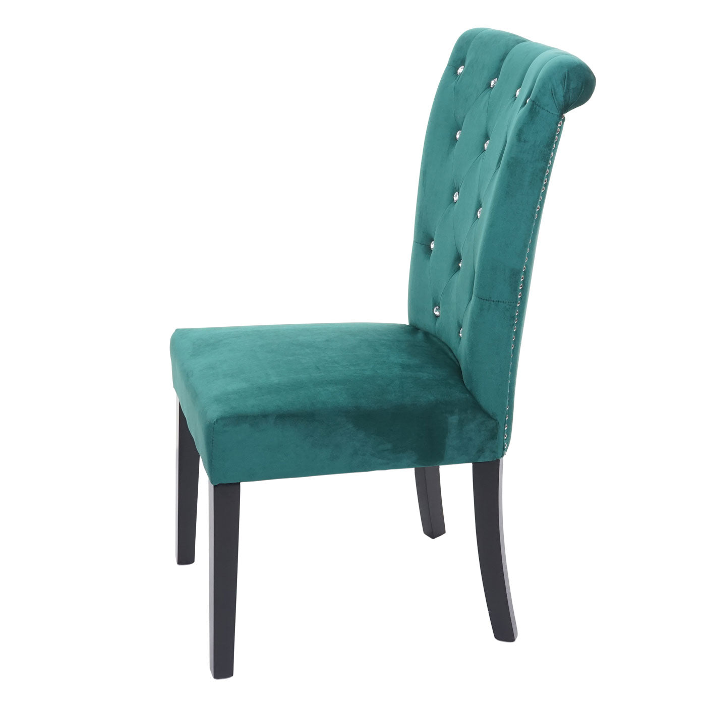 Cosmo Casa - Eetkamerstoelen set van 6 - Geklonken fluweel - Fluweel - Donkergroen-zwart