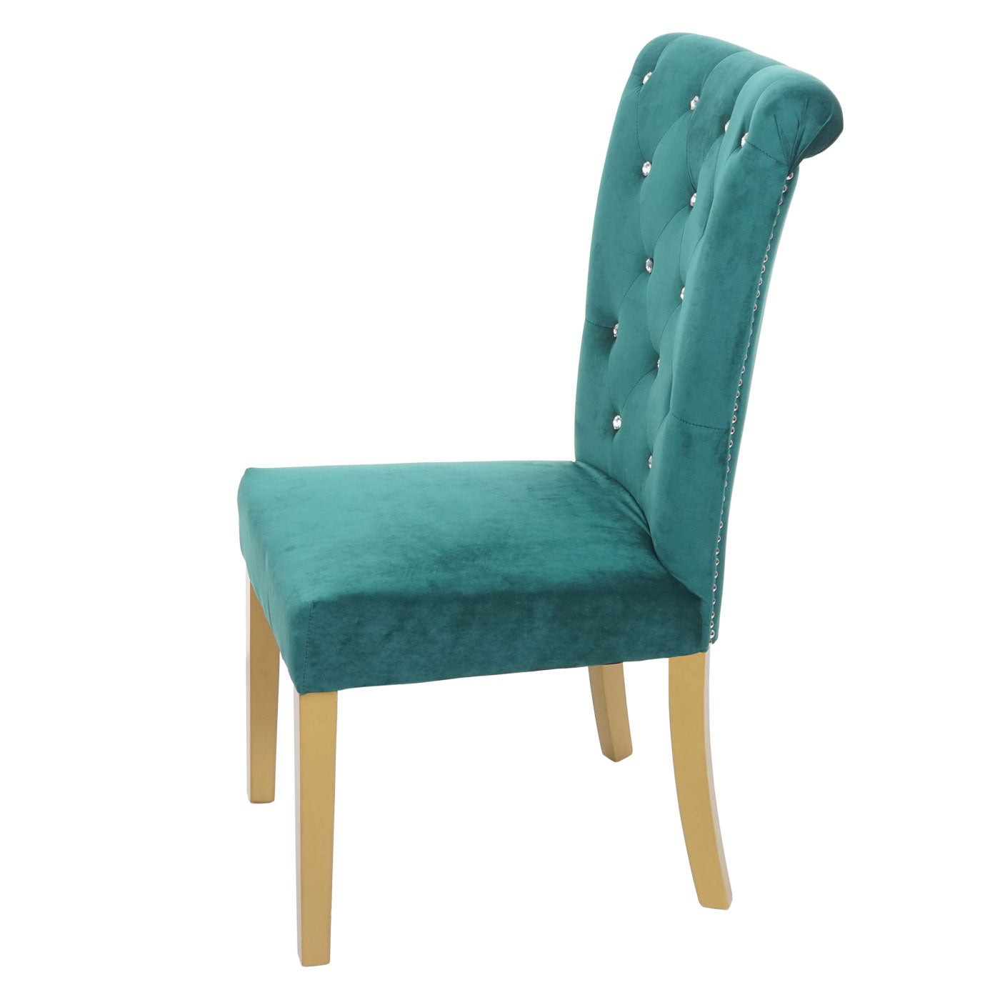 Cosmo Casa - Eetkamerstoelen set van 6 - Geklonken fluweel - Fluweel - Donkergroen-goudkleurig