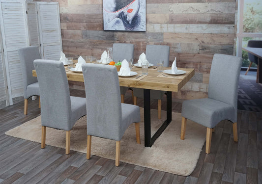 Cosmo Casa - Set van 6 Eetkamerstoelen - Keukenstoelen Latina - Stof - Lichtgrijs - Lichte Poten