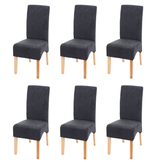 Cosmo Casa - Set van 6 Eetkamerstoelen - Keukenstoelen Latina - Stof - Donkergrijs - Lichte Poten
