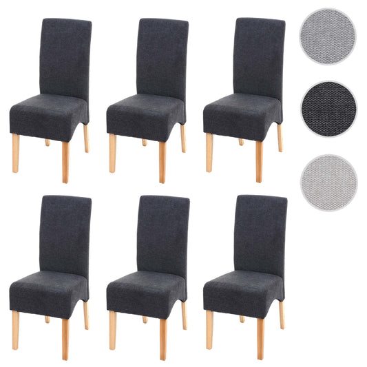 Cosmo Casa - Set van 6 Eetkamerstoelen - Keukenstoelen Latina - Stof - Donkergrijs - Lichte Poten