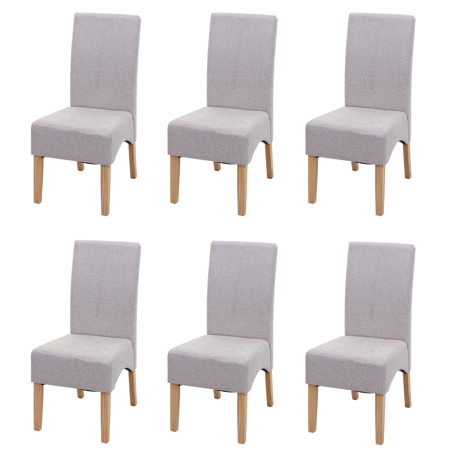 Cosmo Casa - Set van 6 Eetkamerstoelen - Keukenstoelen Latina - Stof - Crèmebeige - Lichte Poten