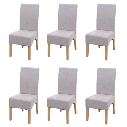 Cosmo Casa - Set van 6 Eetkamerstoelen - Keukenstoelen Latina - Stof - Crèmebeige - Lichte Poten