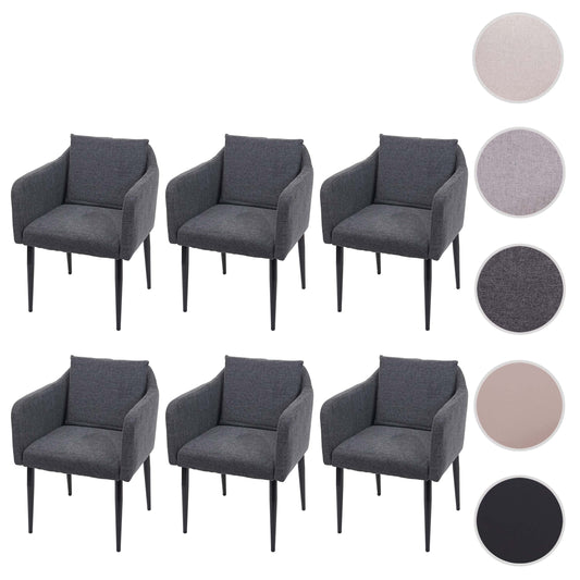 Cosmo Casa - Set van 6 Eetkamerstoelen - Keukenstoel Fauteuil - Stoftextiel - Donkergrijs