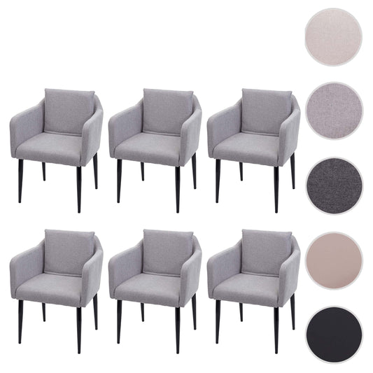 Cosmo Casa - Set van 6 Eetkamerstoelen - Keukenstoel Fauteuil - Stoftextiel - Lichtgrijs