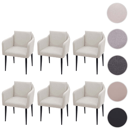 Cosmo Casa - Set van 6 Eetkamerstoelen - Keukenstoel Fauteuil - Stoftextiel - Crèmebeige