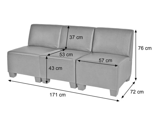Cosmo Casa - 3-zitsbank - Modulair ontwerp - Kunstleer - Roodbruin - Zonder armleuningen