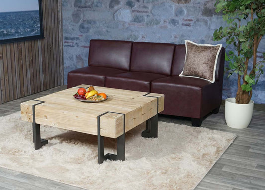 Cosmo Casa - 3-zitsbank - Modulair ontwerp - Kunstleer - Roodbruin - Zonder armleuningen