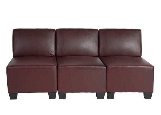 Cosmo Casa - 3-zitsbank - Modulair ontwerp - Kunstleer - Roodbruin - Zonder armleuningen