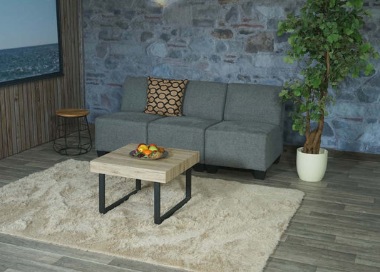 Cosmo Casa - 3-zitsbank - Modulair ontwerp - Stof textiel - Grijs - Zonder armleuningen