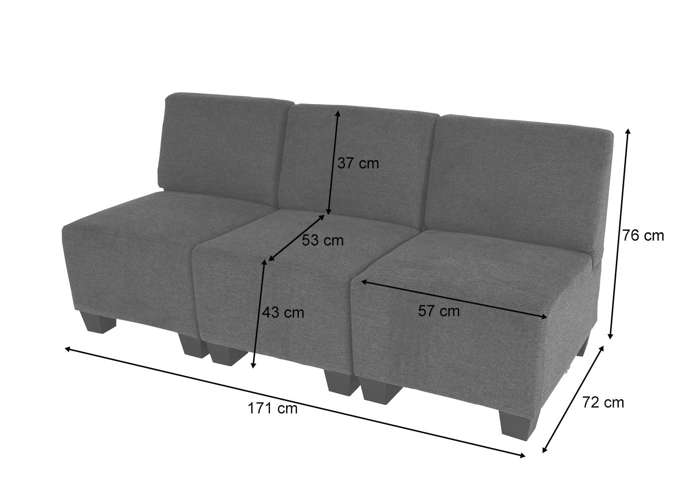 Cosmo Casa - 3-zitsbank - Modulair ontwerp - Stof textiel - Bruin - Zonder armleuningen