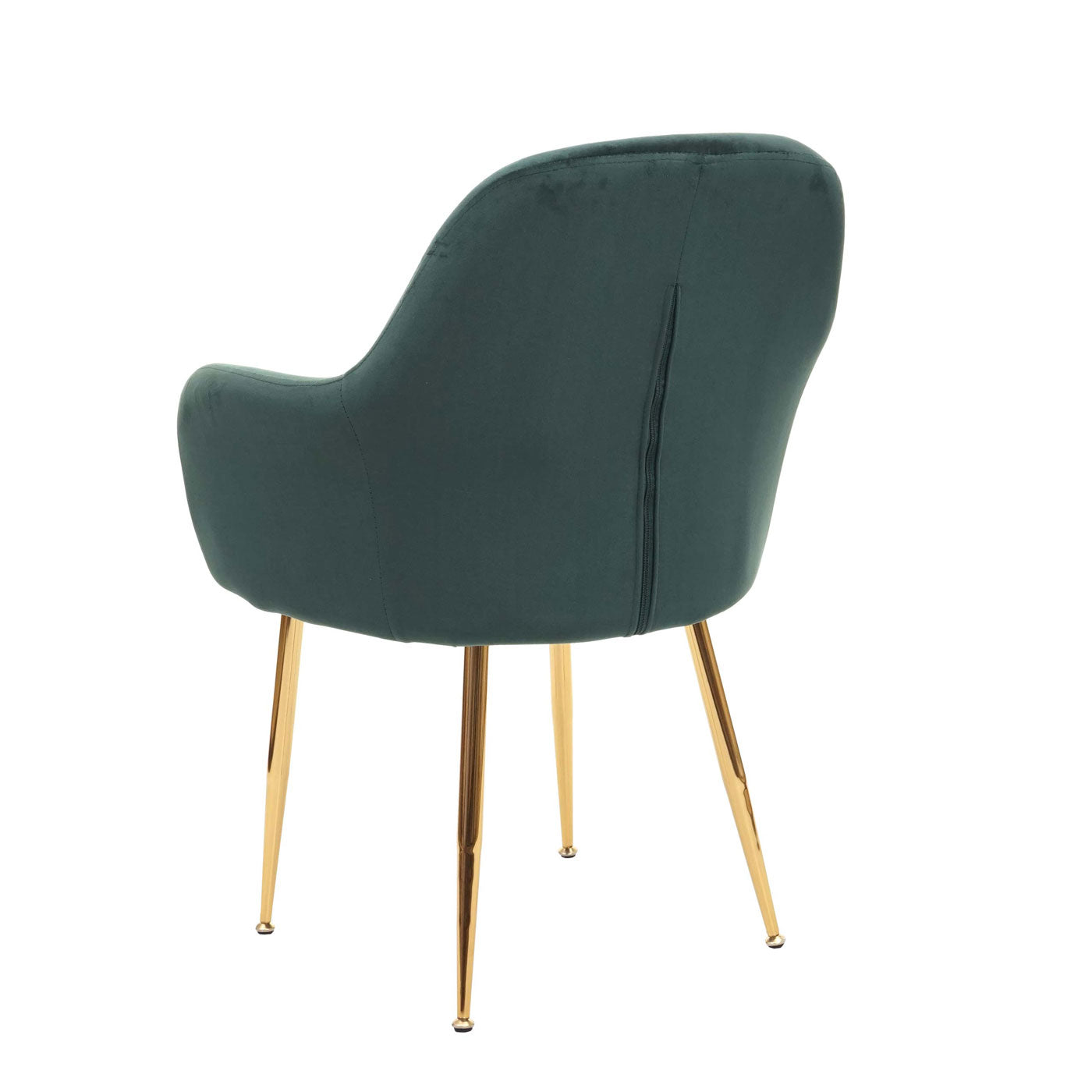 Cosmo Casa - Set van 6 Eetkamerstoelen - Retrodesign - Groen Fluweel met Gouden Poten