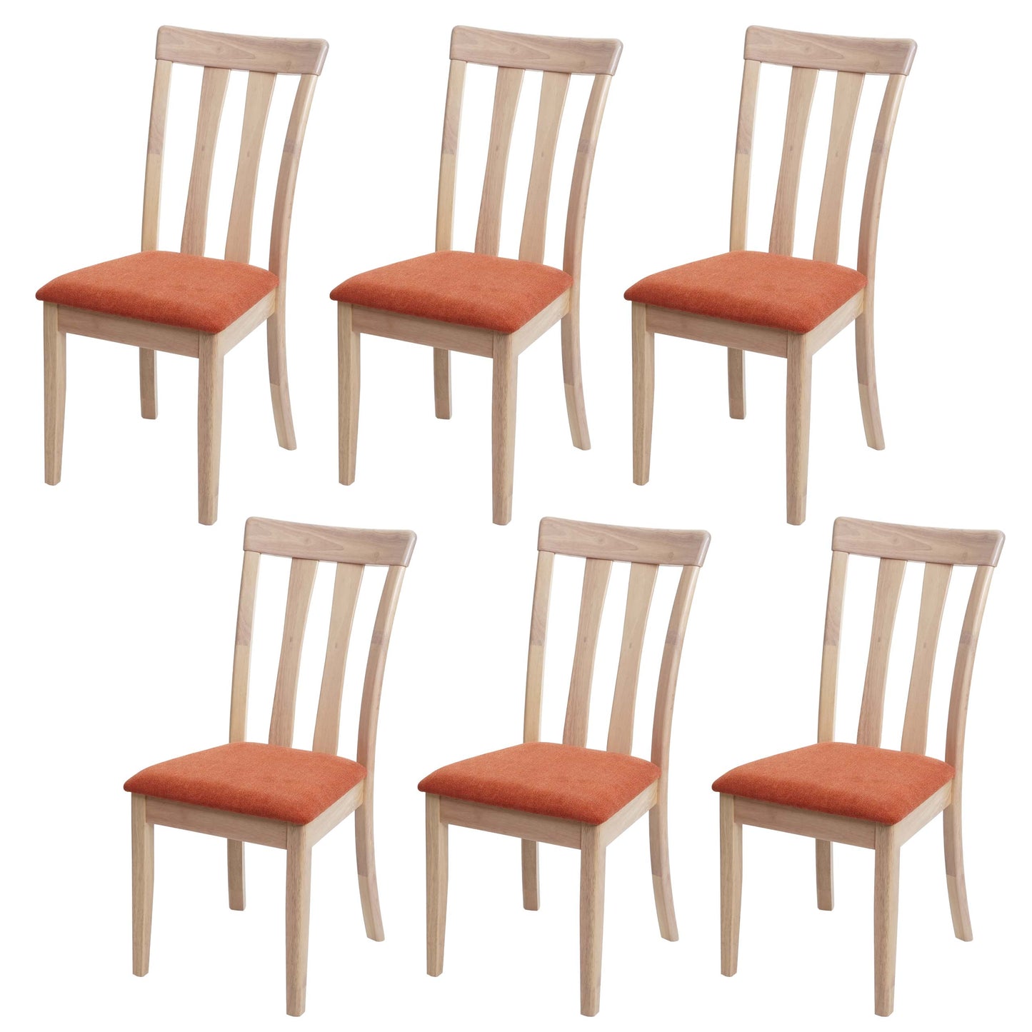 Cosmo Casa - Set van 6 Eetkamerstoelen - Massief - Textiel & Hout - Oranje
