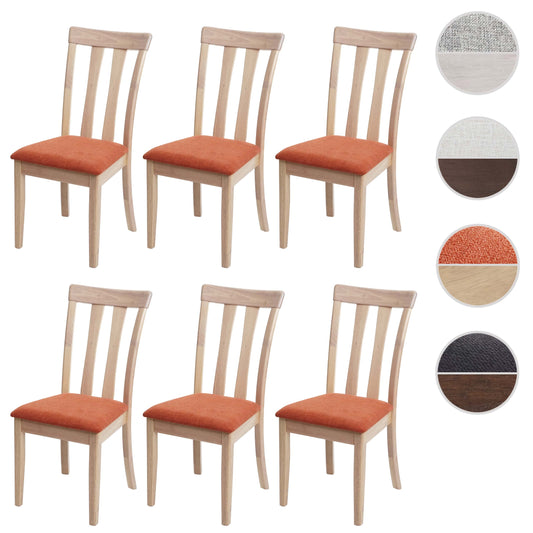 Cosmo Casa - Set van 6 Eetkamerstoelen - Massief - Textiel & Hout - Oranje