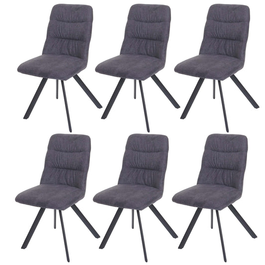 Cosmo Casa - Set van 6 Eetkamerstoelen - Draaibaar - Fluweel - Antraciet