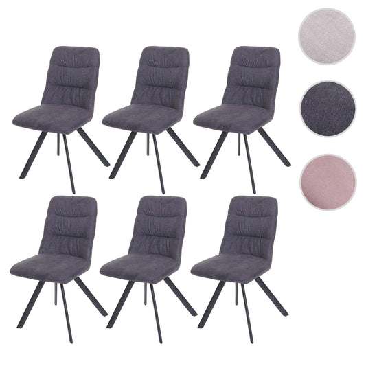 Cosmo Casa - Set van 6 Eetkamerstoelen - Draaibaar - Fluweel - Antraciet