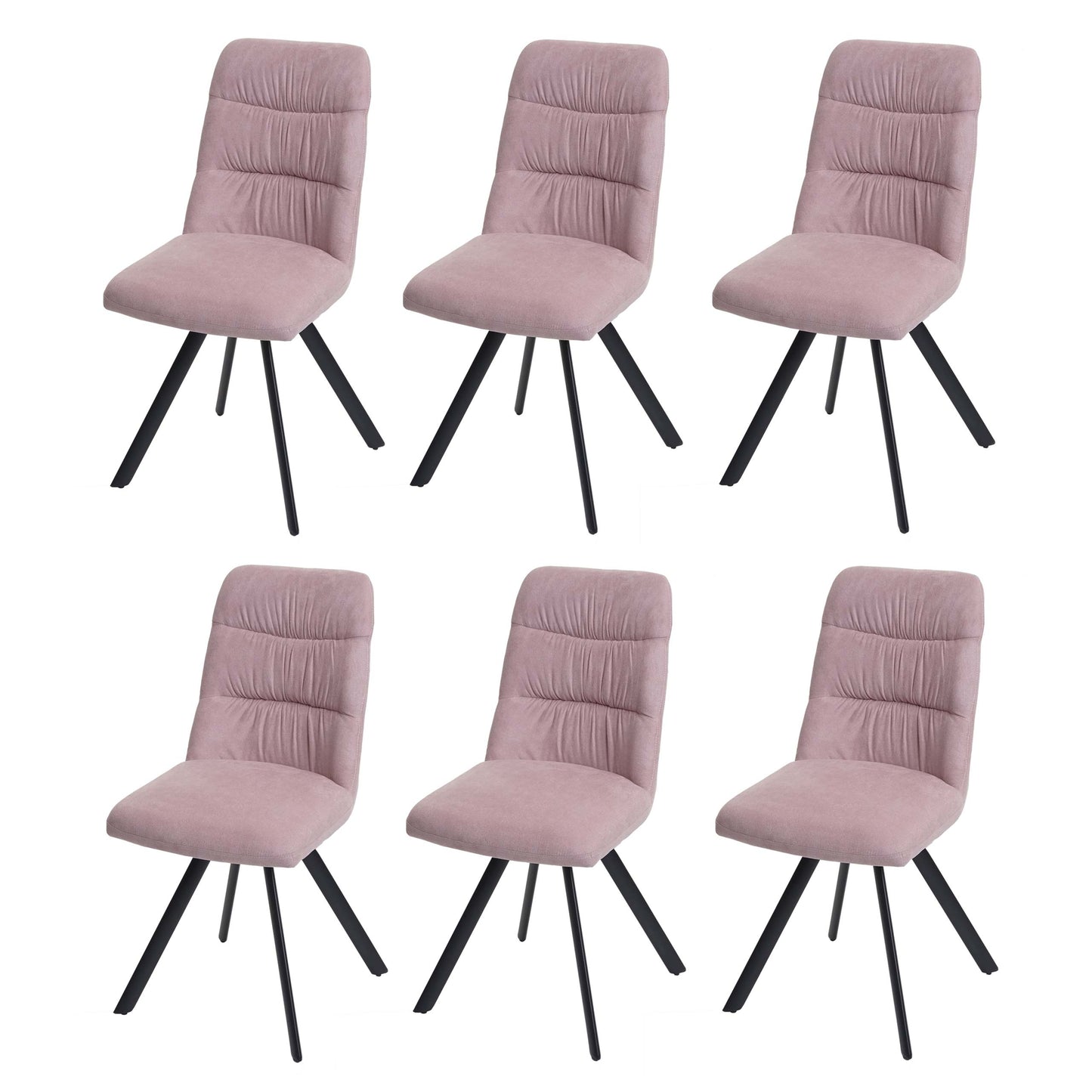 Cosmo Casa - Set van 6 Eetkamerstoelen - Draaibaar - Fluweel - Roze