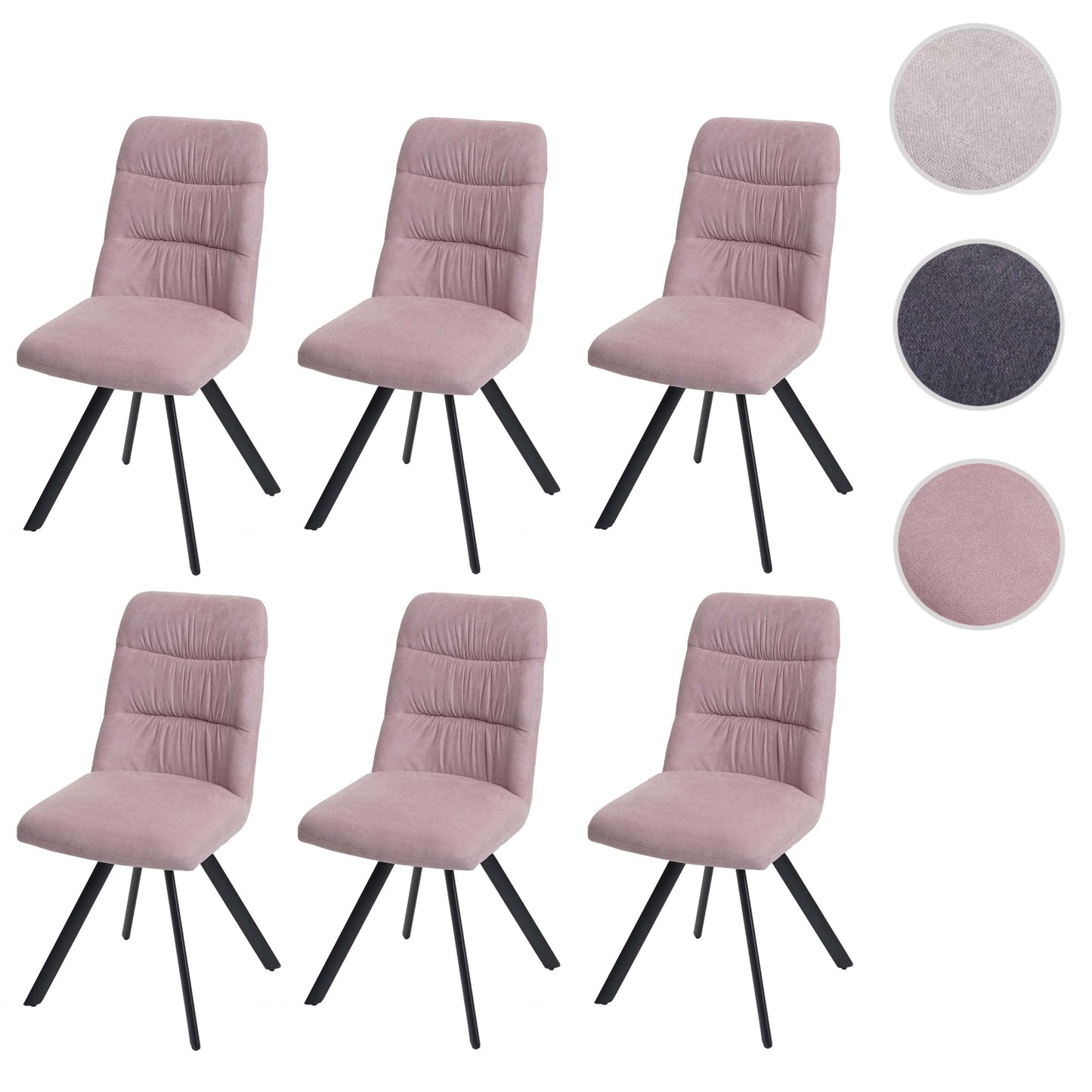 Cosmo Casa - Set van 6 Eetkamerstoelen - Draaibaar - Fluweel - Roze
