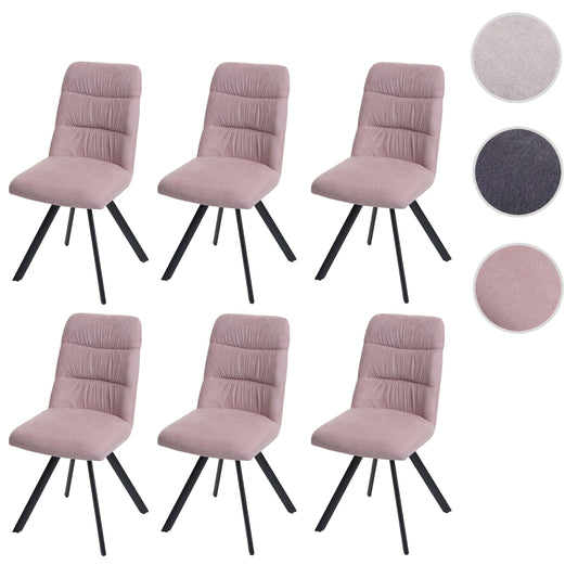 Cosmo Casa - Set van 6 Eetkamerstoelen - Draaibaar - Fluweel - Roze
