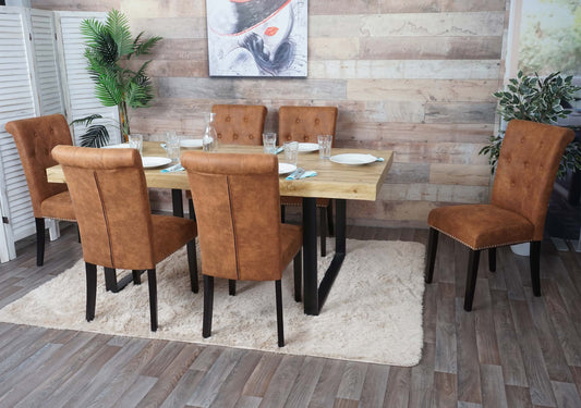 Cosmo Casa - Set van 6 Eetkamerstoelen - Klinknagels - Suède - Donkerbruin