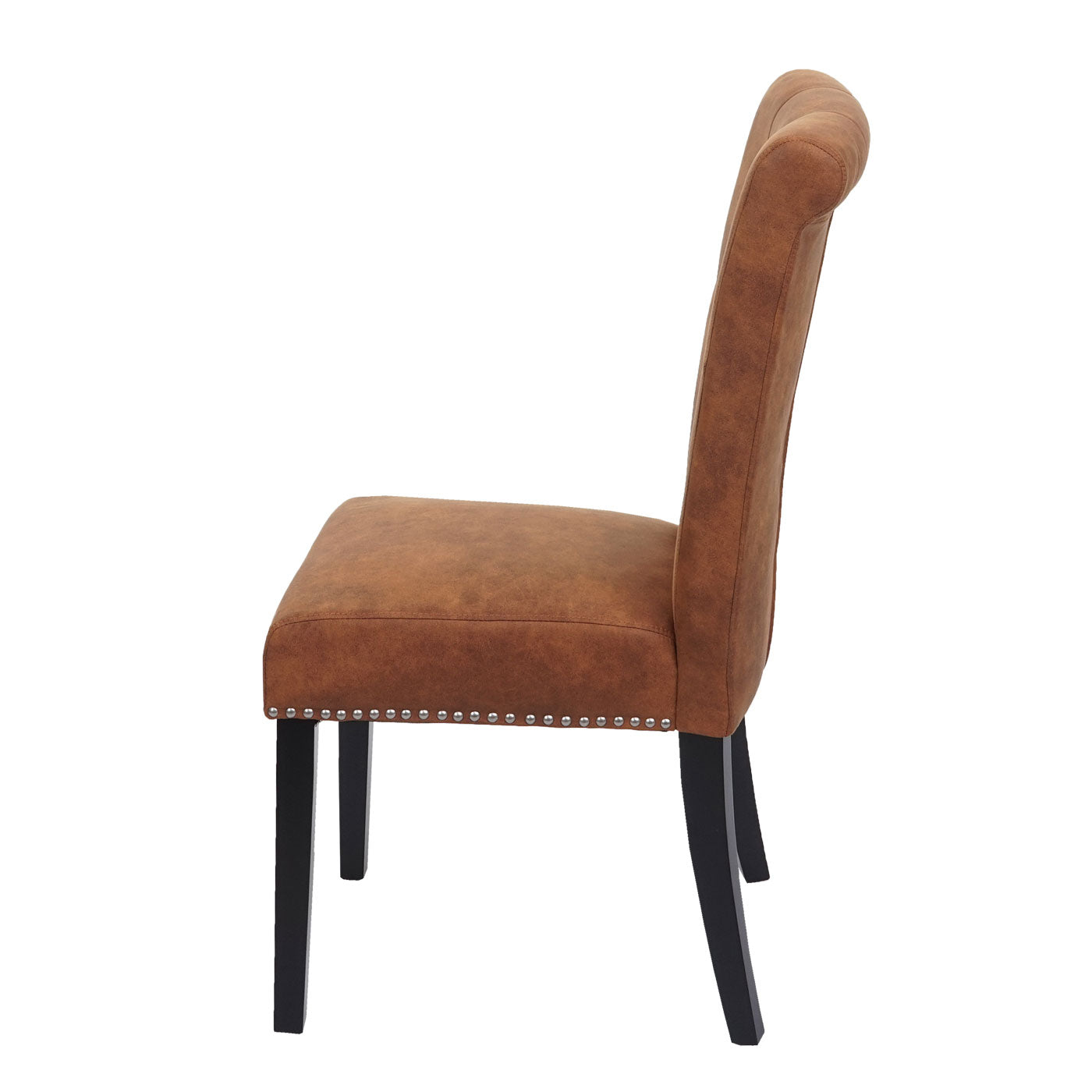 Cosmo Casa - Set van 6 Eetkamerstoelen - Klinknagels - Suède - Donkerbruin