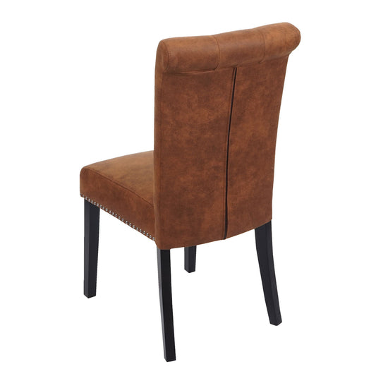 Cosmo Casa - Set van 6 Eetkamerstoelen - Klinknagels - Suède - Donkerbruin