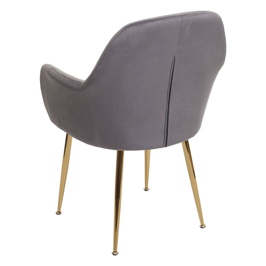 Cosmo Casa - Set van 6 Eetkamerstoelen - Retro - Fluweel - Lichtgrijs