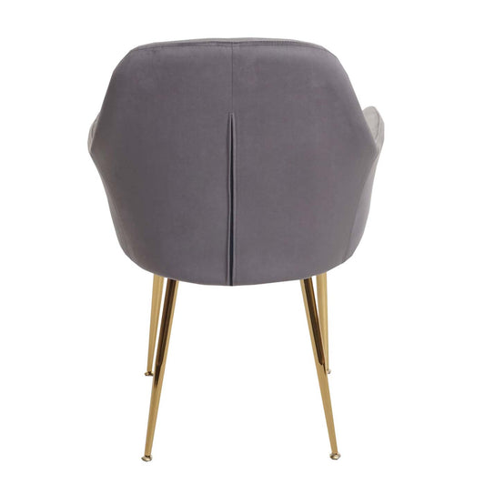 Cosmo Casa - Set van 6 Eetkamerstoelen - Retro - Fluweel - Lichtgrijs