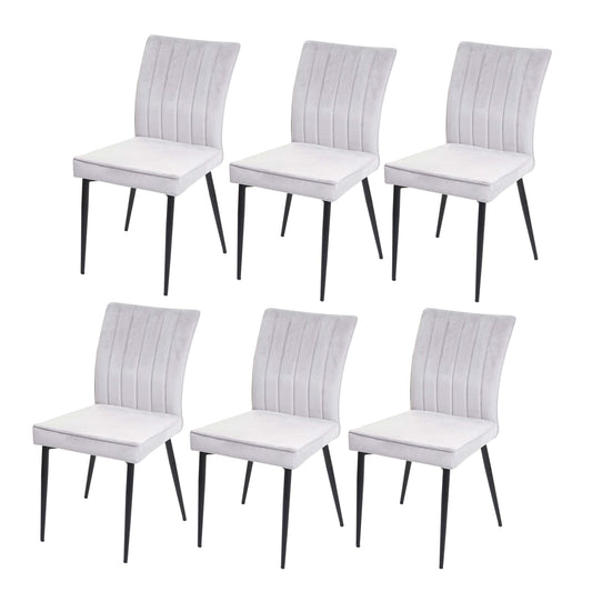 Cosmo Casa - Set van 6 Eetkamerstoelen - Fluweel - Metaal - Lichtgrijs