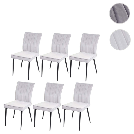 Cosmo Casa - Set van 6 Eetkamerstoelen - Fluweel - Metaal - Lichtgrijs