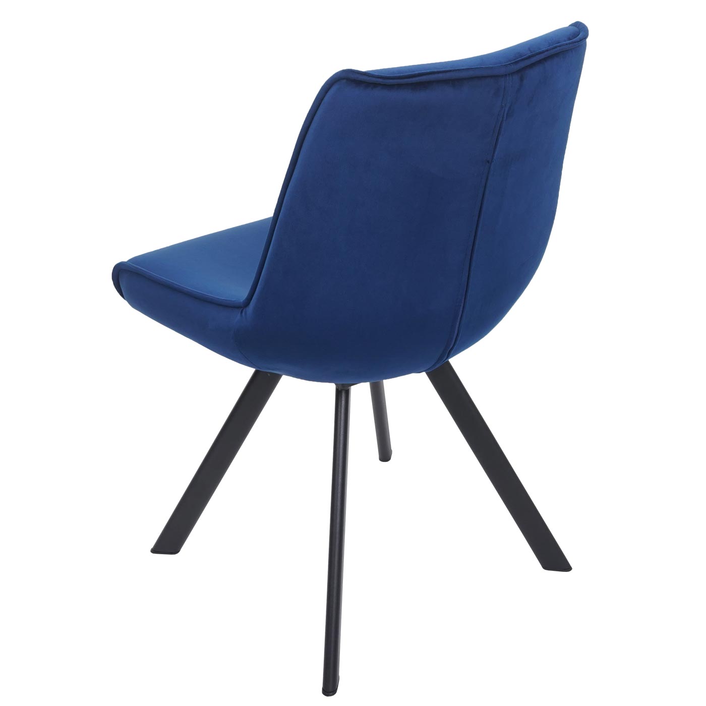 Cosmo Casa - Set van 6 Eetkamerstoelen - Gestoffeerd - Fluweel & Metaal - Blauw