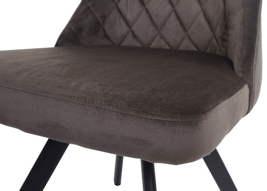 Cosmo Casa - Set van 6 Eetkamerstoelen - Gestoffeerd - Fluweel & Metaal - Donkerbruin