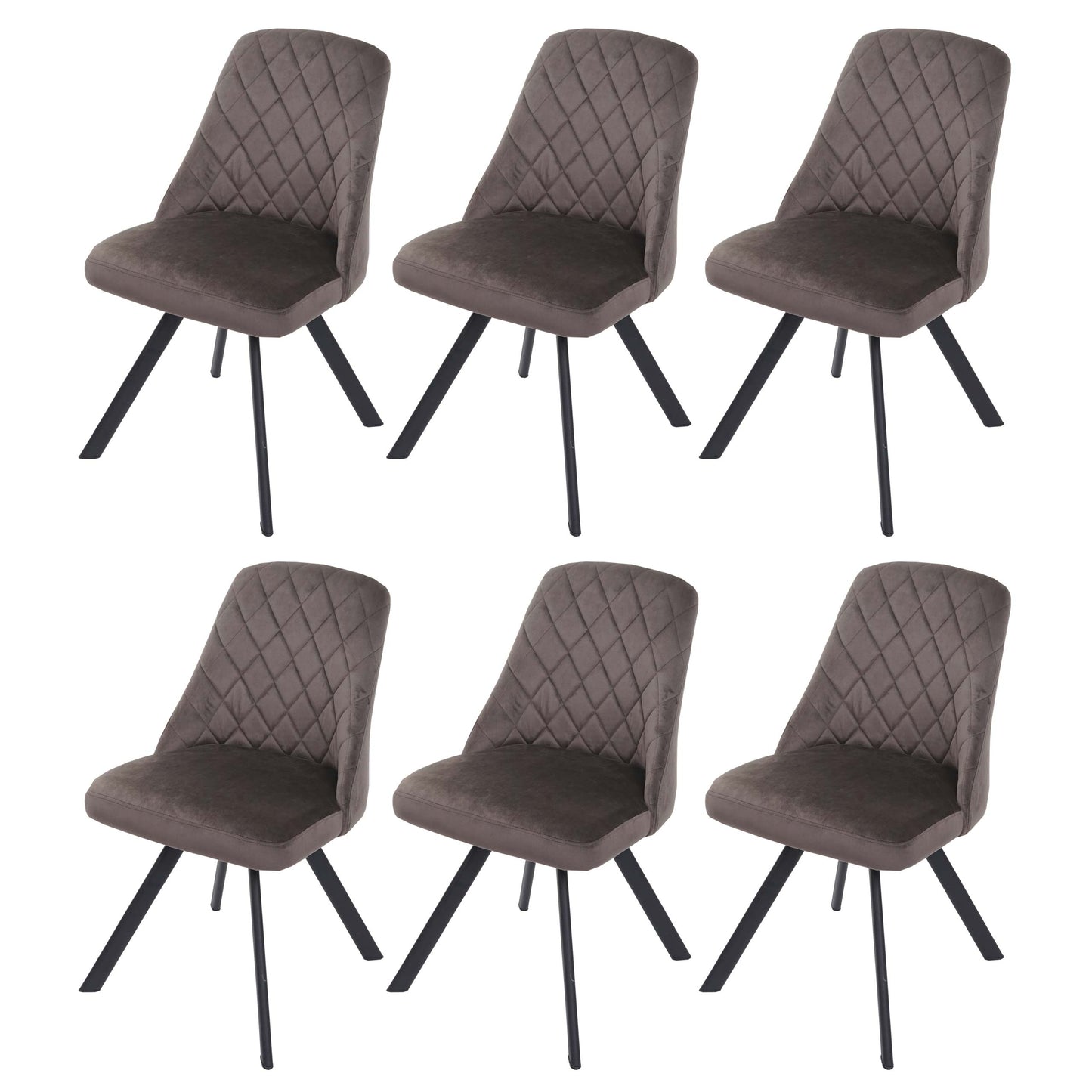 Cosmo Casa - Set van 6 Eetkamerstoelen - Gestoffeerd - Fluweel & Metaal - Donkerbruin