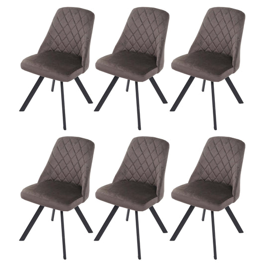 Cosmo Casa - Set van 6 Eetkamerstoelen - Gestoffeerd - Fluweel & Metaal - Donkerbruin