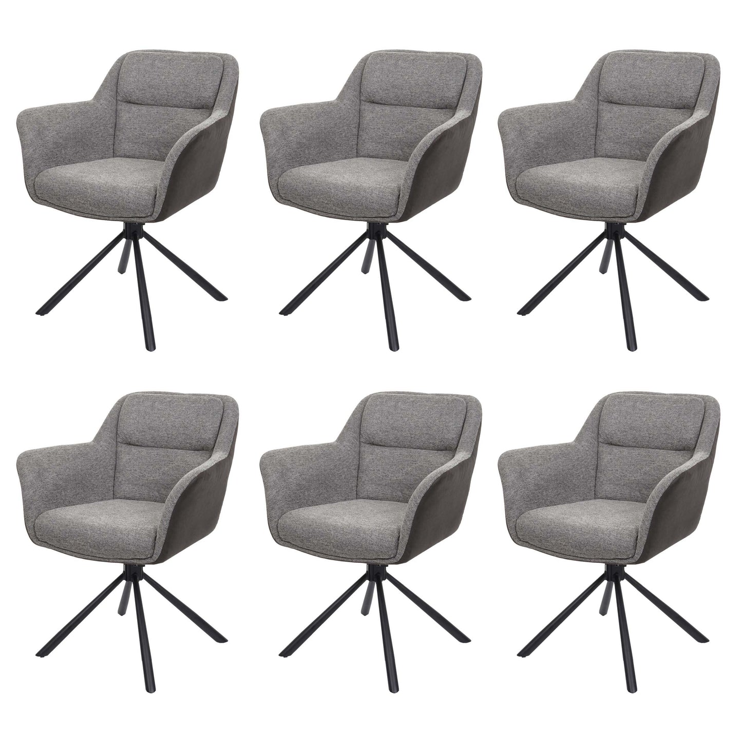 Cosmo Casa - Set van 6 Eetkamerstoelen - Swivel - Kunstleer - Grijs-Donkergrijs