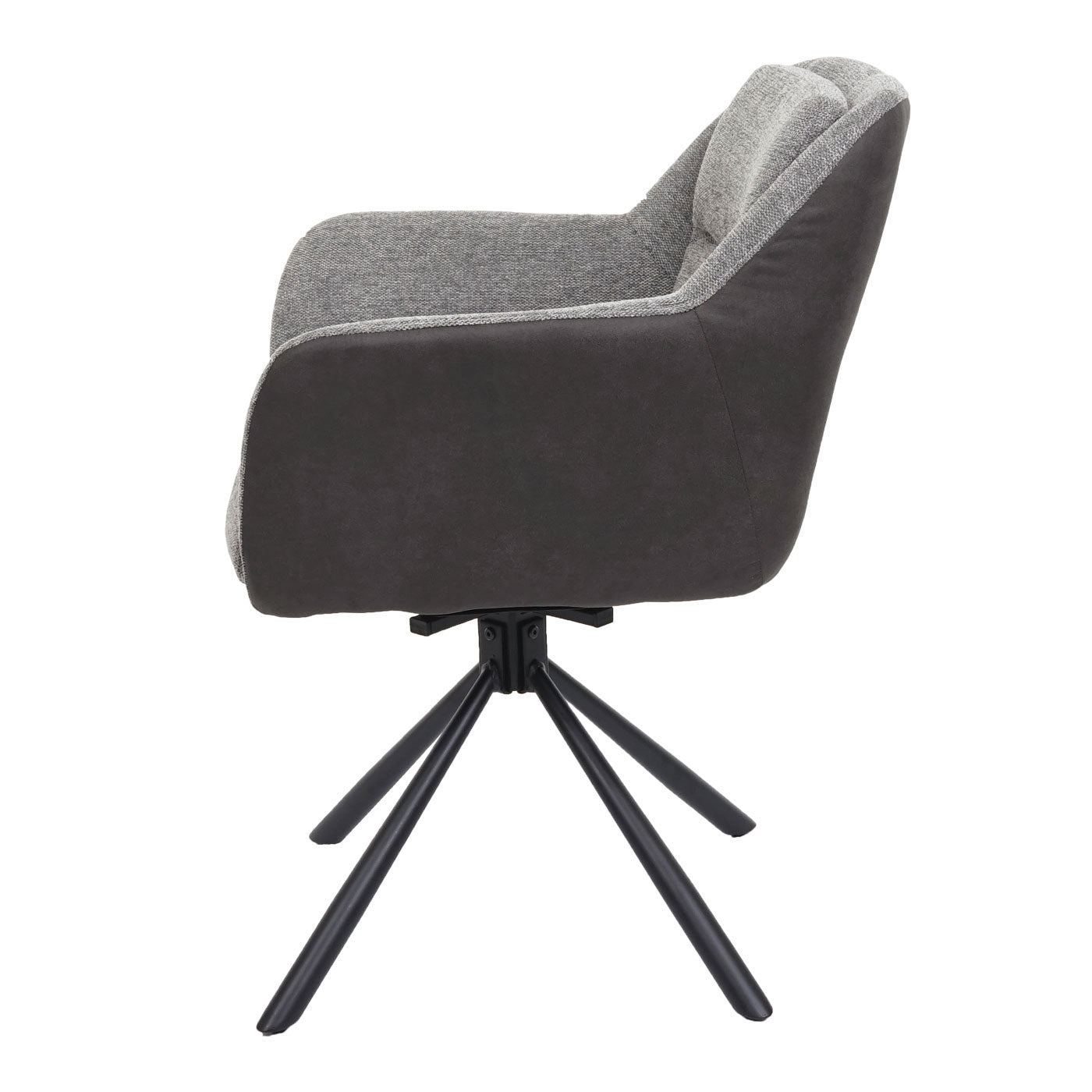 Cosmo Casa - Set van 6 Eetkamerstoelen - Swivel - Kunstleer - Grijs-Donkergrijs