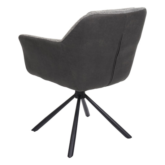 Cosmo Casa - Set van 6 Eetkamerstoelen - Swivel - Kunstleer - Grijs-Donkergrijs
