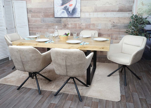 Cosmo Casa - Set van 6 Eetkamerstoelen - Swivel - Kunstleer - Crème