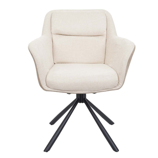 Cosmo Casa - Set van 6 Eetkamerstoelen - Swivel - Kunstleer - Crème