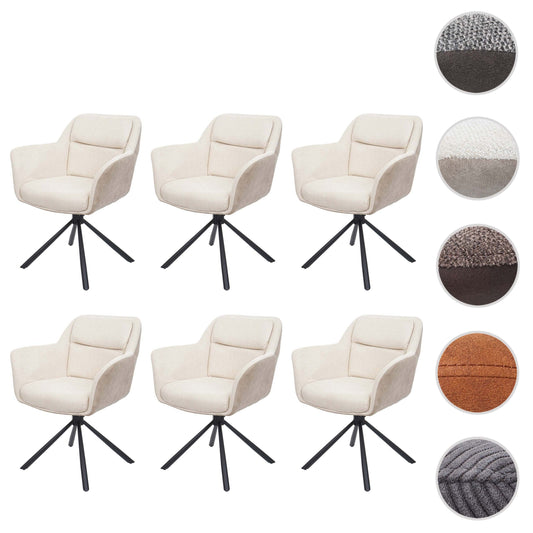 Cosmo Casa - Set van 6 Eetkamerstoelen - Swivel - Kunstleer - Crème