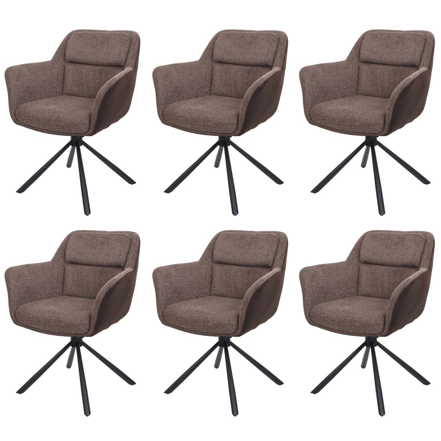 Cosmo Casa - Set van 6 Eetkamerstoelen - Swivel - Kunstleer - Bruin-Donkerbruin