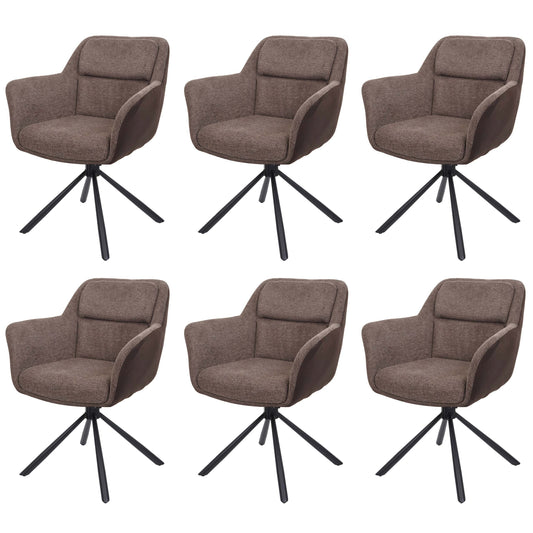 Cosmo Casa - Set van 6 Eetkamerstoelen - Swivel - Kunstleer - Bruin-Donkerbruin