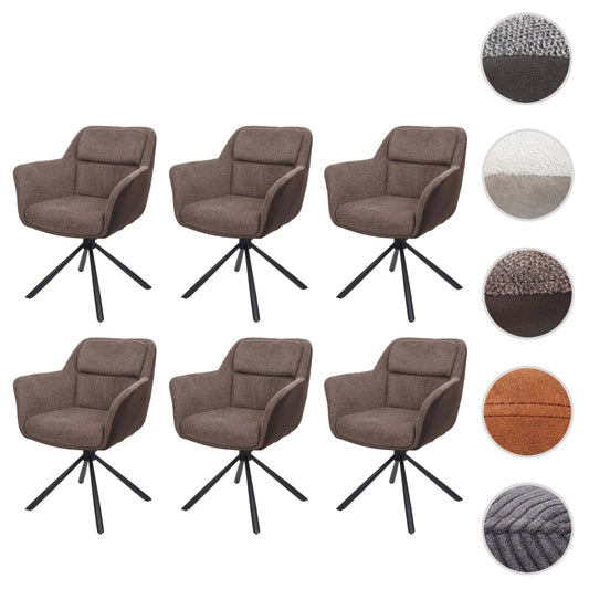 Cosmo Casa - Set van 6 Eetkamerstoelen - Swivel - Kunstleer - Bruin-Donkerbruin