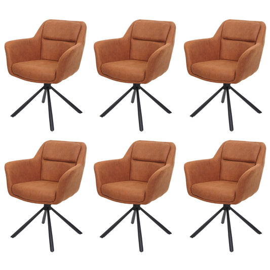 Cosmo Casa - Set van 6 Eetkamerstoelen - Swivel - Suède Bruin